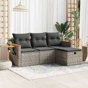4 Piece Garden Sofa Set with Cushions Grey Poly Rattan - Outdoor Luxury