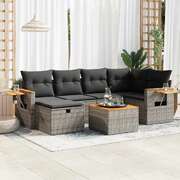 Garden Sofa Set with Cushions Modular Sofa 7 Pcs Grey Poly Rattan - Comfortable