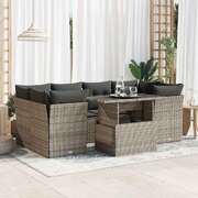 Garden Sofa Set with Cushions Modular Sofa 7 Piece Grey Poly Rattan - Stylish Comfort