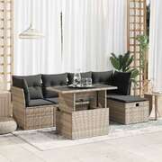 Garden Sofa Set with Cushions Modular Sofa 6 Piece Grey Poly Rattan 