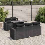 Stylish Garden Sofa Set with Cushions Modular Sofa 6 Piece Black Poly Rattan