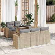 Stylish Garden Sofa Set with Cushions Modular Sofa 6 Piece Beige Poly Rattan