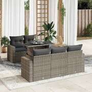 Garden Sofa Set with Cushions Modular Sofa 6 Piece Grey Poly Rattan Modern