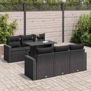 Garden Sofa Set with Cushions Modular Sofa 7 Piece Black Poly Rattan - Perfect Outdoor Comfort