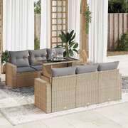 Versatile - Garden Sofa Set with Cushions Modular Sofa 7 Piece Beige Poly Rattan