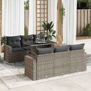 Versatile Garden Sofa Set with Cushions Modular Sofa 7 Piece Grey Poly Rattan