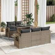 Sleek and Comfortable 6 Piece Garden Sofa Set with Cushions Grey Poly Rattan