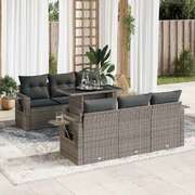 Versatile 7 Piece Garden Sofa Set with Cushions Grey Poly Rattan