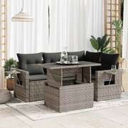 5 Pcs Garden Sofa Set with Cushions Poly Rattan - Outdoor Luxury