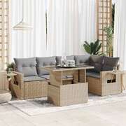 Garden Sofa Set with Cushions Modular Sofa 6 Piece Beige Poly Rattan - Relax Outdoors