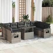 Garden Sofa Set with Cushions Modular Sofa 10 Piece Grey Poly Rattan - Stylish Comfort