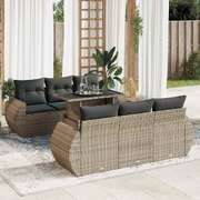 Stylish Garden Sofa Set with Cushions Modular Sofa 7 Piece Grey Poly Rattan