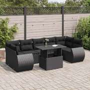 Elegant Garden Sofa Set with Cushions Modular Sofa 8 Piece Black Poly Rattan