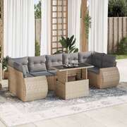 Garden Sofa Set with Cushions Modular Sofa 8 Piece Beige Poly Rattan 