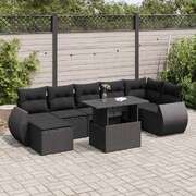 Modern Garden Sofa Set with Cushions Modular Sofa 8 Piece Black Poly Rattan