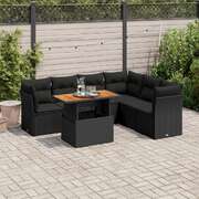 Garden Sofa Set with Cushions Modular Sofa 7 Piece Black Poly Rattan - Comfort & Style