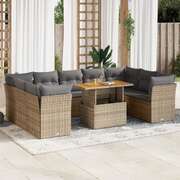 Garden Sofa Set with Cushions Modular Sofa 10 Pcs Beige Poly Rattan - Stylish Comfort