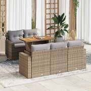 Stylish - Garden Sofa Set with Cushions Modular Sofa 6 Piece Beige Poly Rattan