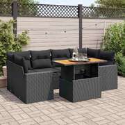 Garden Sofa Set with Cushions Modular Sofa 7 Piece Black Poly Rattan - Relax in Style