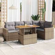 Garden Sofa Set with Cushions Modular Sofa 6 Piece Beige Poly Rattan - Outdoor Relaxation