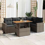 Garden Sofa Set with Cushions Modular Sofa 6 Pcs Grey Poly Rattan - Outdoor Relaxation