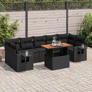 Sleek and Comfortable Garden Sofa Set with Cushions Modular Sofa 8 Piece Black Poly Rattan