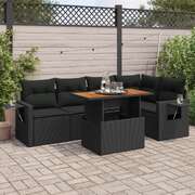 Elegant Garden Sofa Set with Cushions Modular Sofa 6 Piece Black Poly Rattan 