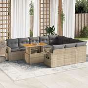Garden Sofa Set with Cushions Modular Sofa 11 Piece Beige Poly Rattan  - Elegant & Versatile