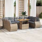 Versatile Garden Sofa Set with Cushions Modular Sofa 10 Piece Beige Poly Rattan