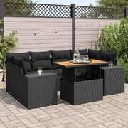 Garden Sofa Set with Cushions Modular Sofa 7 Piece Black Poly Rattan Comfort & Style