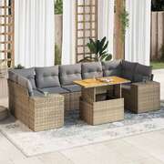 Versatile Garden Sofa Set with Cushions Modular Sofa 8 Piece Beige Poly Rattan