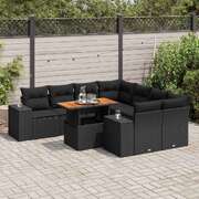 Garden Sofa Set with Cushions Modular Sofa 9 Piece Black Poly Rattan - Luxurious