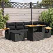 Stylish 8 Piece Garden Sofa Set with Cushions Black Poly Rattan