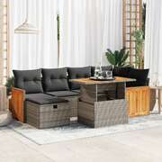 8 Piece Garden Sofa Set with Cushions Grey Poly Rattan - Elegant