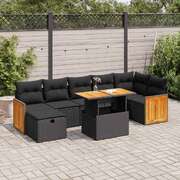 Stylish Comfort 5 Piece Garden Sofa Set with Cushions Black Poly Rattan