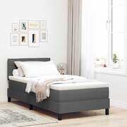 King Single Box Bed with Dark Grey and White Fabric Mattress