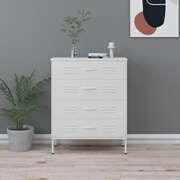 White Chest of Drawers Steel Cabinet Ball Bearing Runners Storage Unit