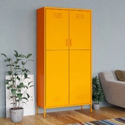 Wardrobe With 4 Shelves Mustard Yellow Steel