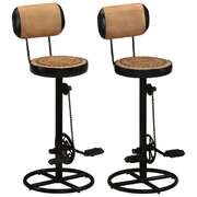 2x Bar Chairs Solid Reclaimed Wood Restaurant Kitchen Dining Room Chair