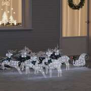 Classic LED Reindeers 7 pcs White Fabric - Space-Saving Style