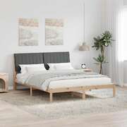 Luxury Bed Frame with Headboard Brown Solid Pine Wood - Sturdy Frame