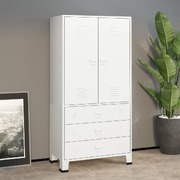 Industrial Wardrobe White Metal