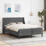 Small Dark Grey Velvet Bed Frame with Mattress Plywood Slatted Base