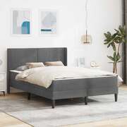 Small Double Dark Grey Bed Frame with Medium Firm Mattress Plywood Velvet