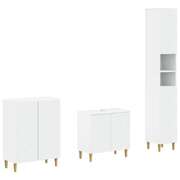 Bathroom Cabinet Set White Wood 30x31x190cm