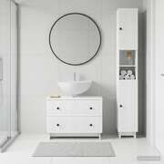 Bathroom Cabinet Set White Engineered Wood 30x31x190cm