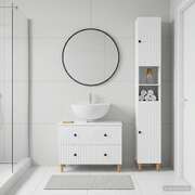 Bathroom Cabinet Set White Engineered Wood 30x31x190cm