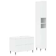 Bathroom Cabinet Set White Engineered Wood 30x31x190cm