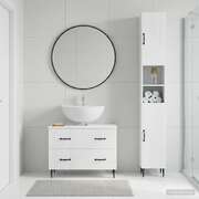 Bathroom Cabinet Set White Engineered Wood 30x31x190cm