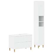 Bathroom Cabinet Set White Wood 30x31x190cm
